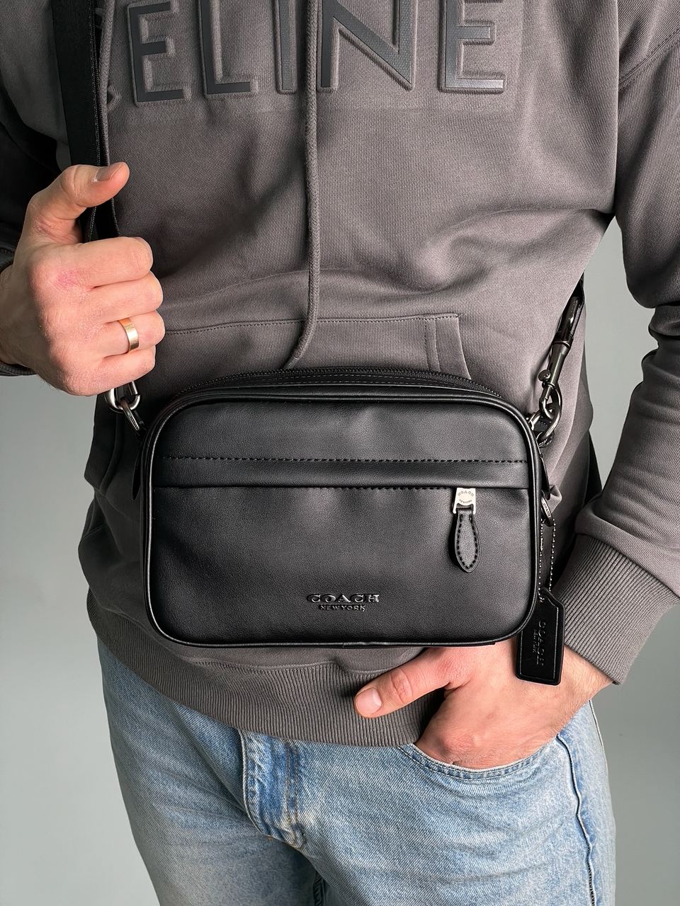 Coach Academy Crossbody Signature Canvas Total Black - 6