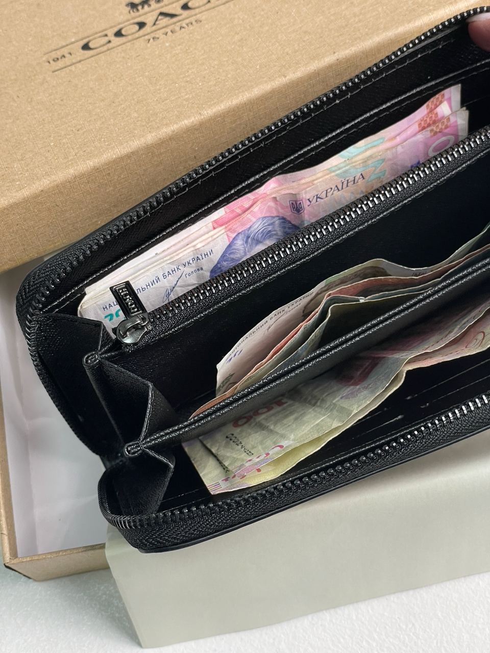 Coach Accordion Wallet In Signature Beige - 15