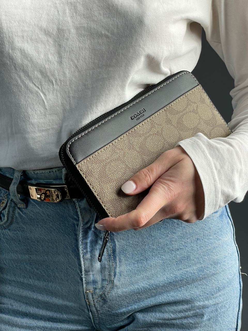 Coach Accordion Wallet In Signature Beige - 5