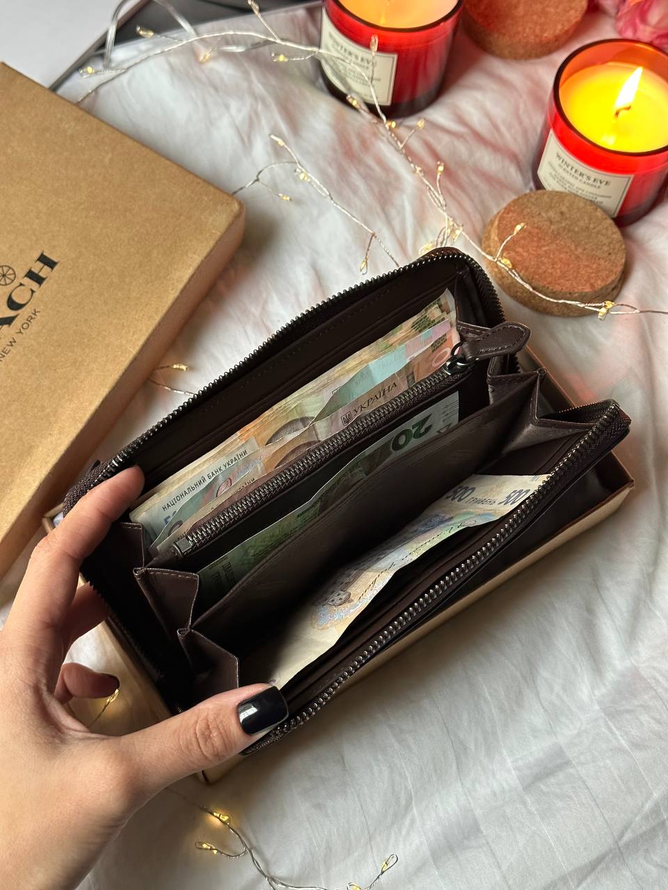 Coach Accordion Wallet In Signature Canvas Brown - 14