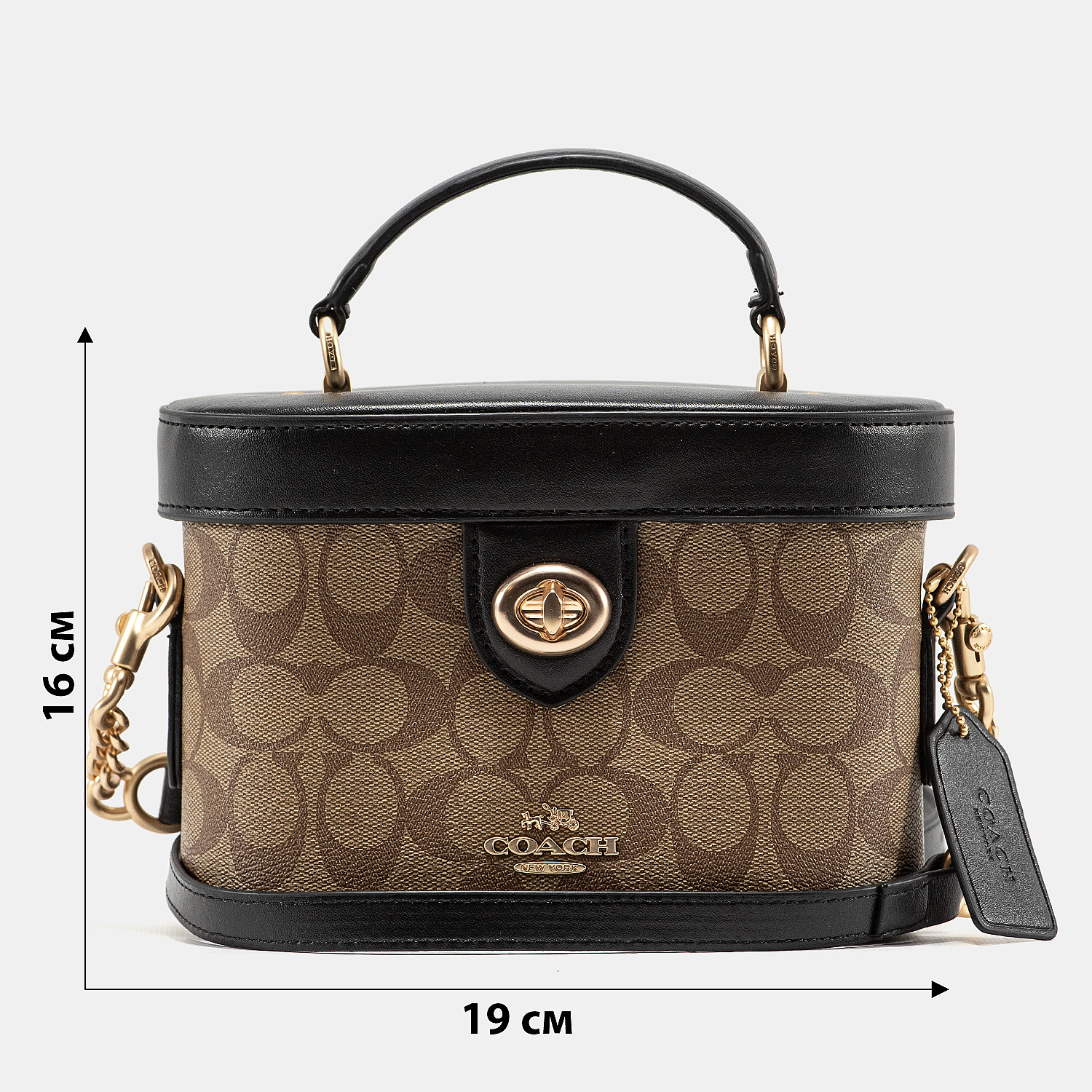 Coach Alie Small Camera Crossbody Bag in Signature Canvas Tan/Black - 3