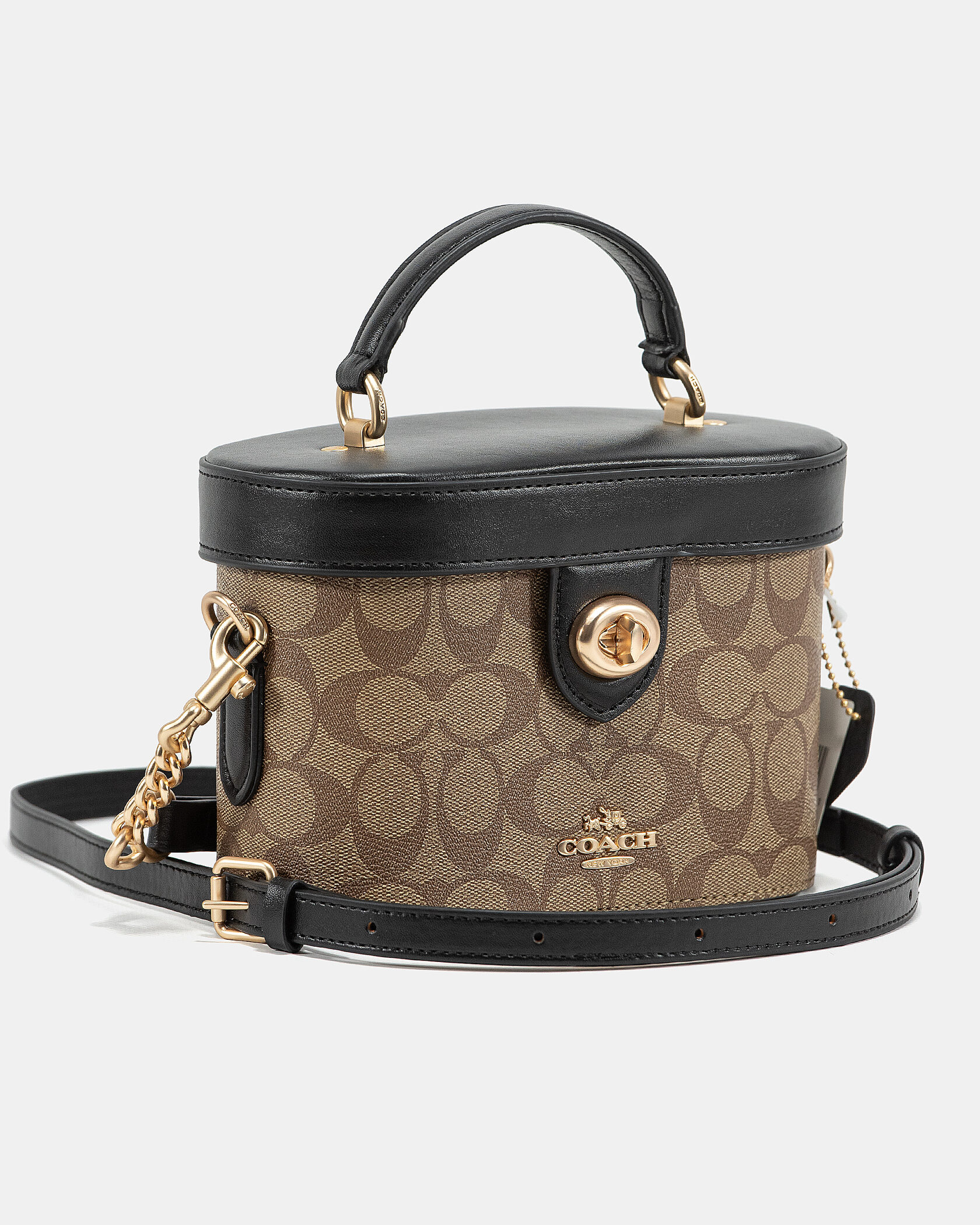 Coach Alie Small Camera Crossbody Bag in Signature Canvas Tan/Black - 5