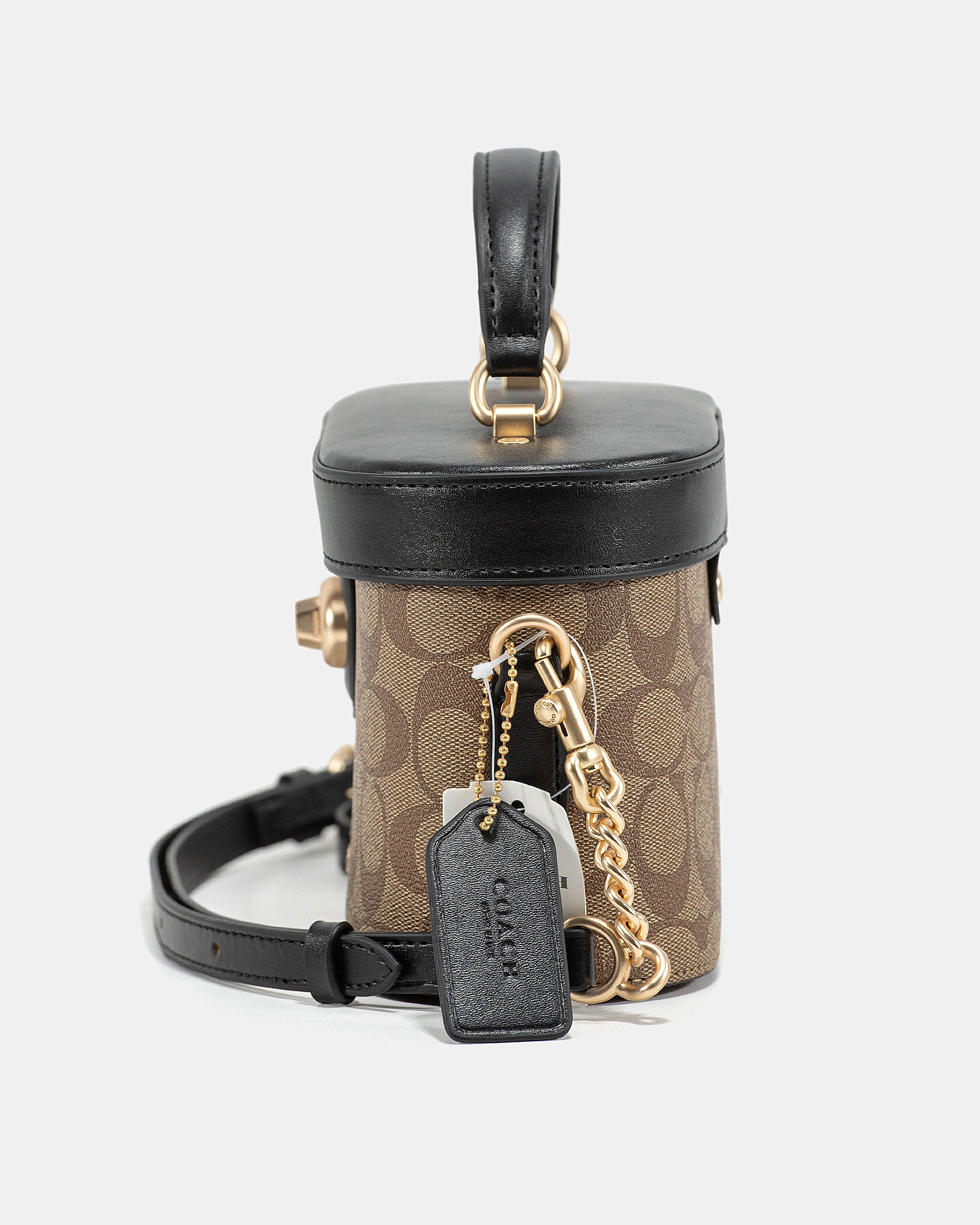 Coach Alie Small Camera Crossbody Bag in Signature Canvas Tan/Black - 6