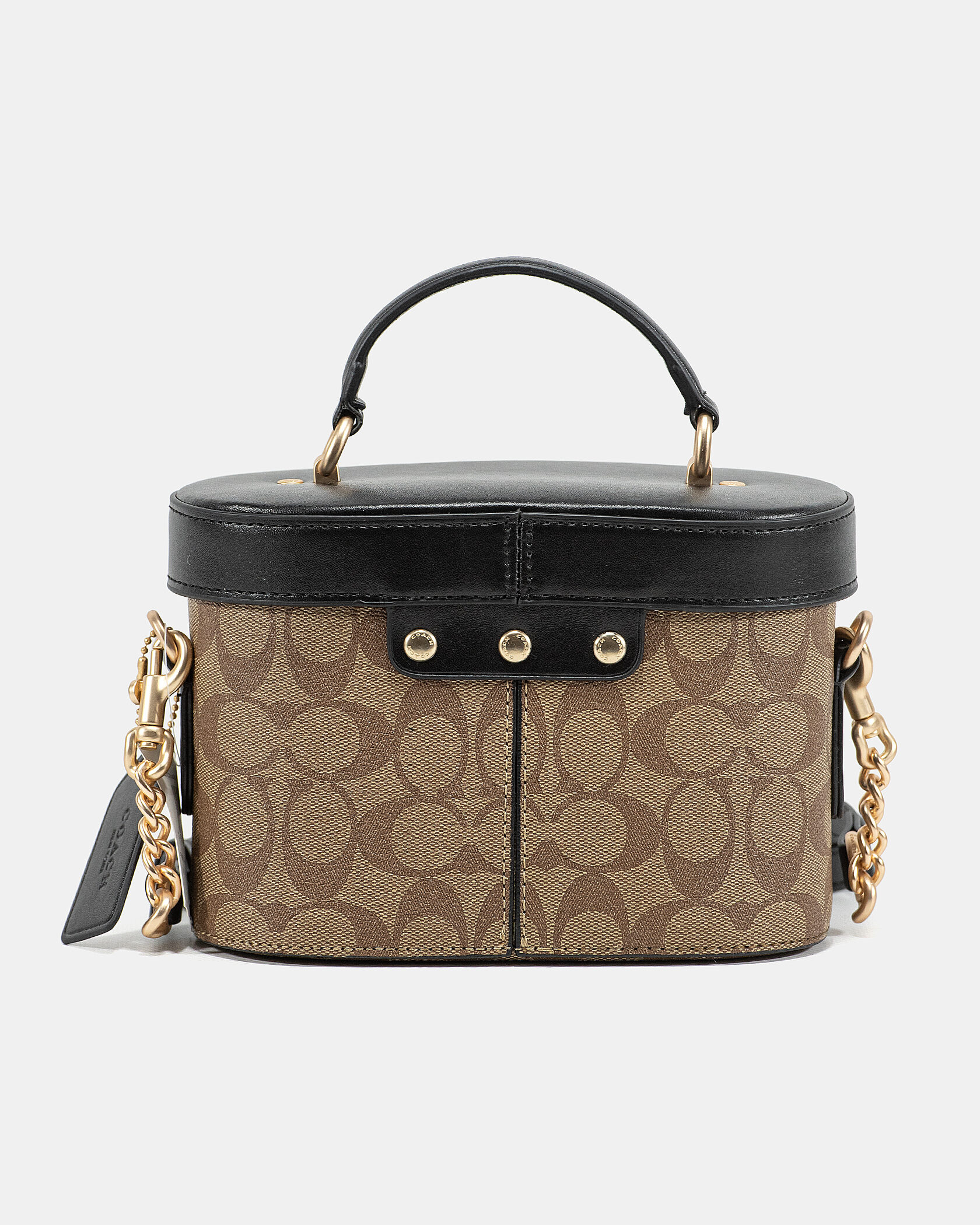 Coach Alie Small Camera Crossbody Bag in Signature Canvas Tan/Black - 7