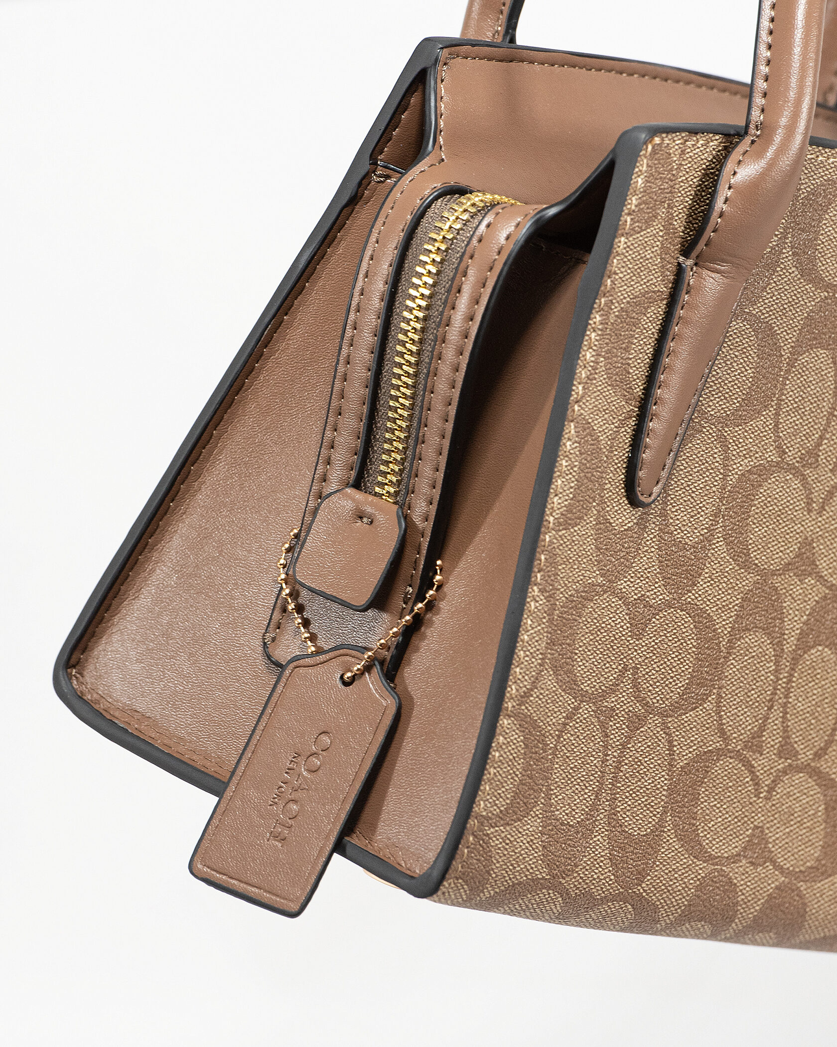 Coach Andrea Carryall In Signature Canvas Beige - 9