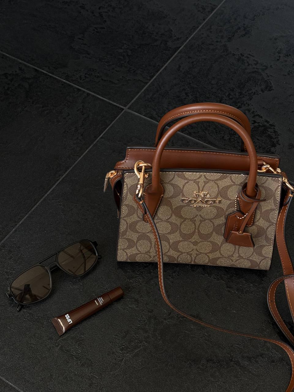 Coach Andrea Carryall In Signature Canvas Brown/Beige