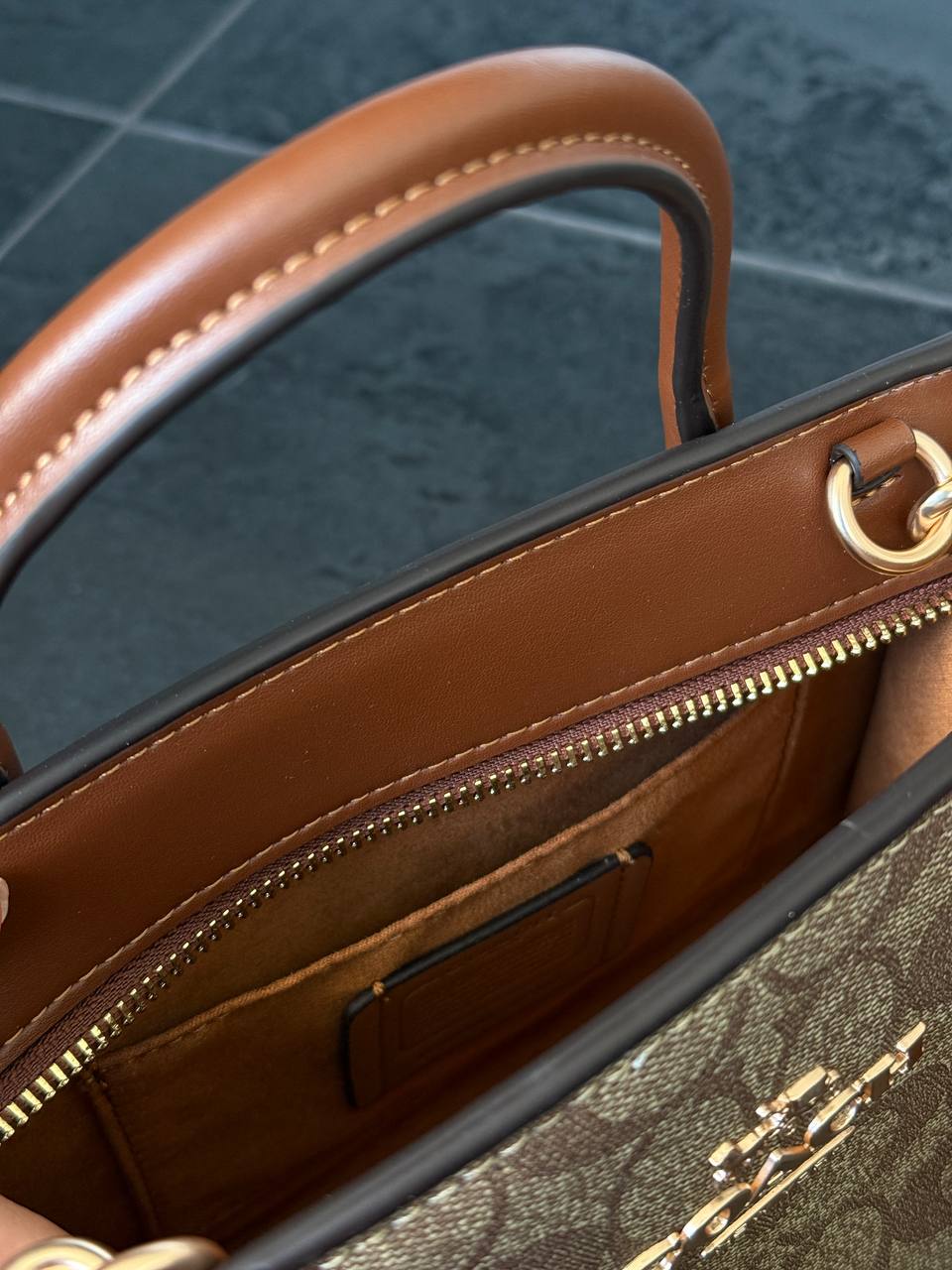 Coach Andrea Carryall In Signature Canvas Brown/Beige - 11