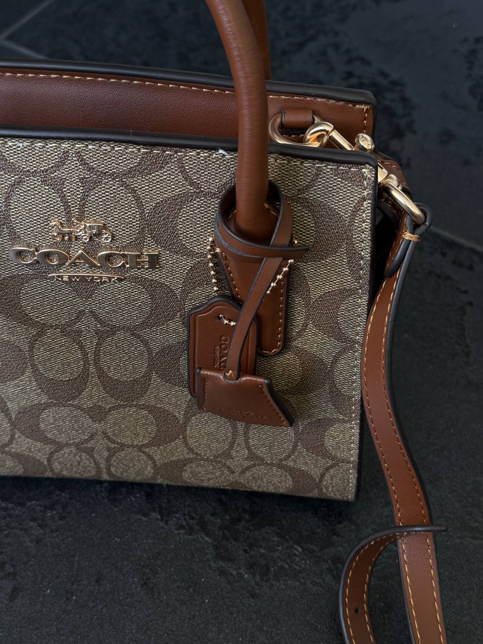 Coach Andrea Carryall In Signature Canvas Brown/Beige - 6