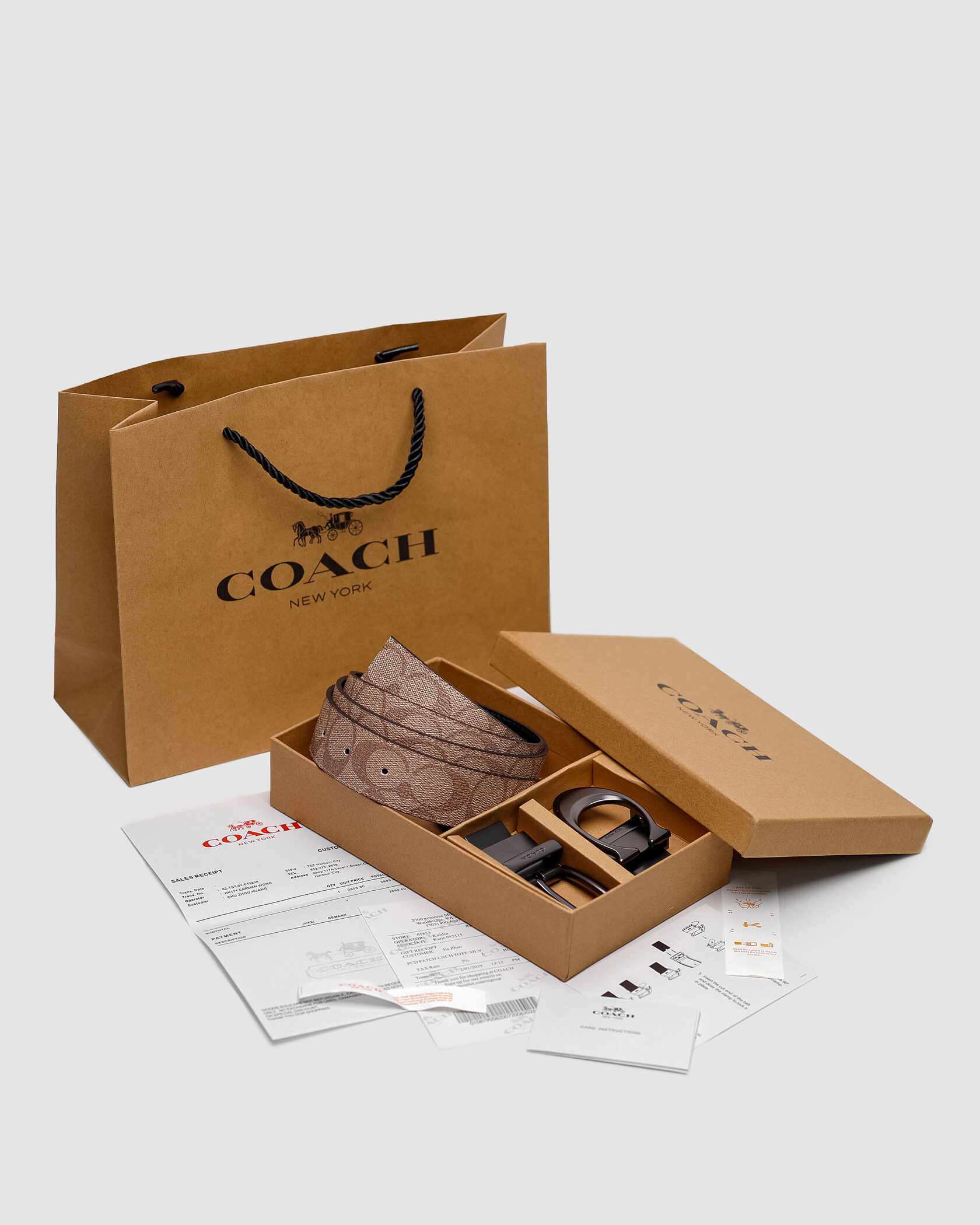 Coach Belt Kit Beige Canvas/Black Fittings - 2