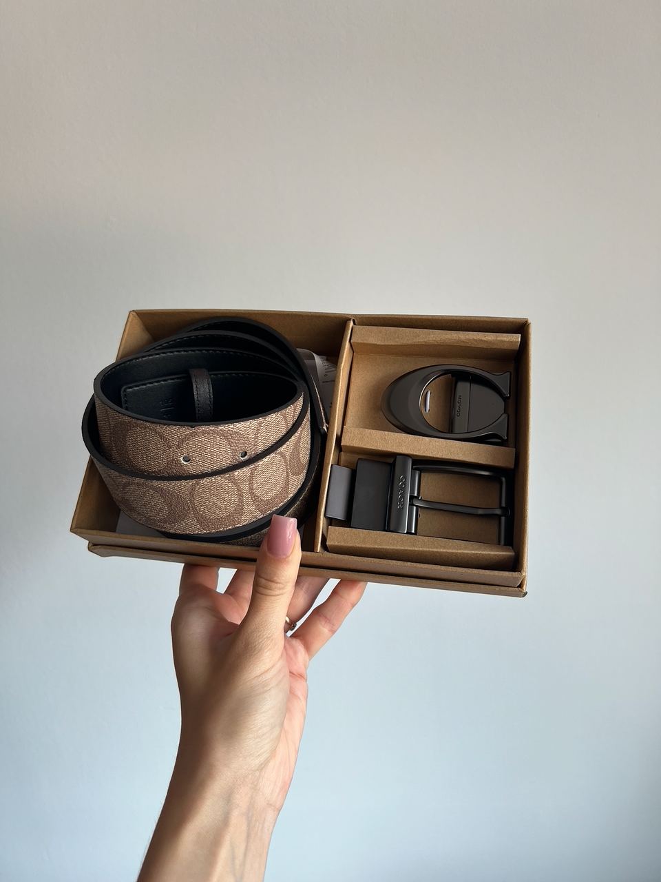 Coach Belt Kit Beige Canvas/Black Fittings - 6