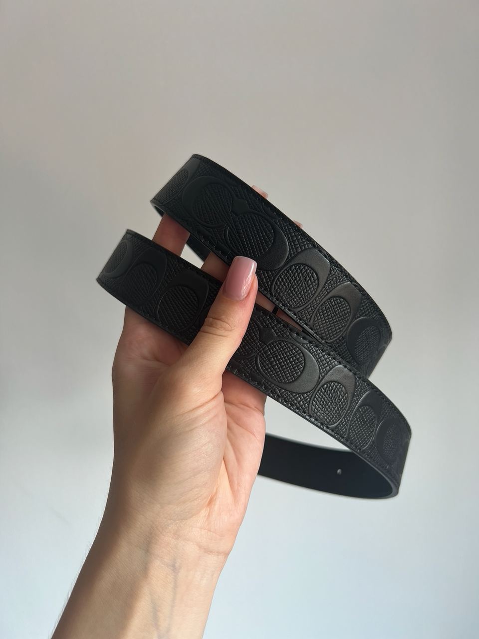 Coach Belt Kit Black Leather/Silver Fittings - 12