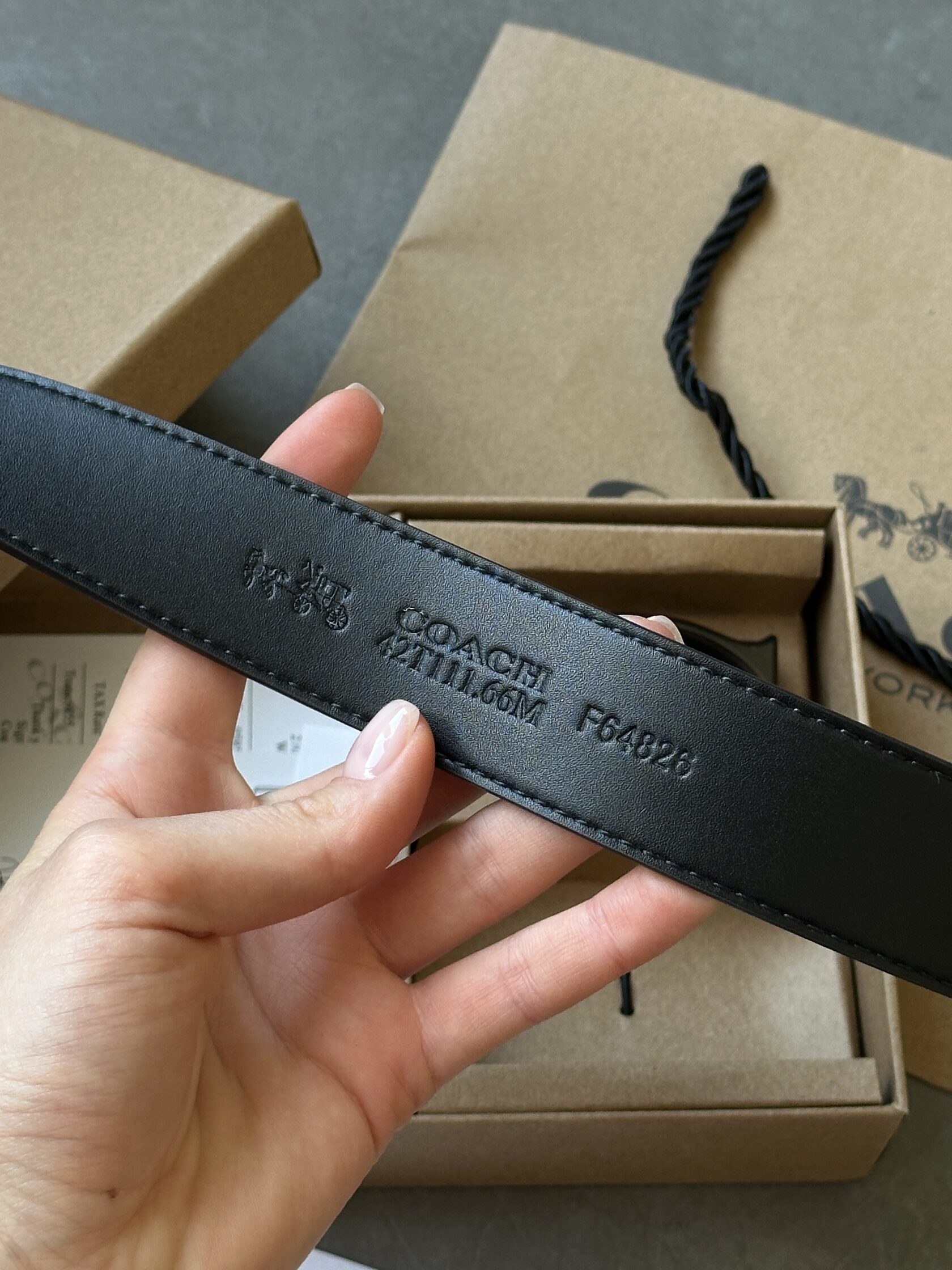 Coach Belt Kit Grey Canvas/Black Fittings - 5