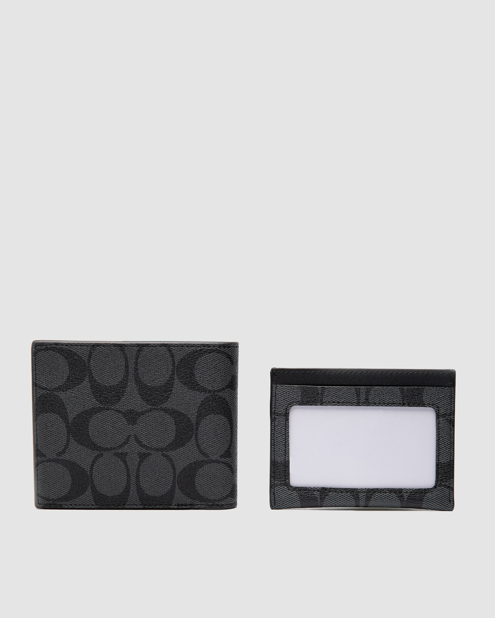 Coach Boxed 3 In 1 Wallet Gift Set In Signature Canvas Black Logo - 3