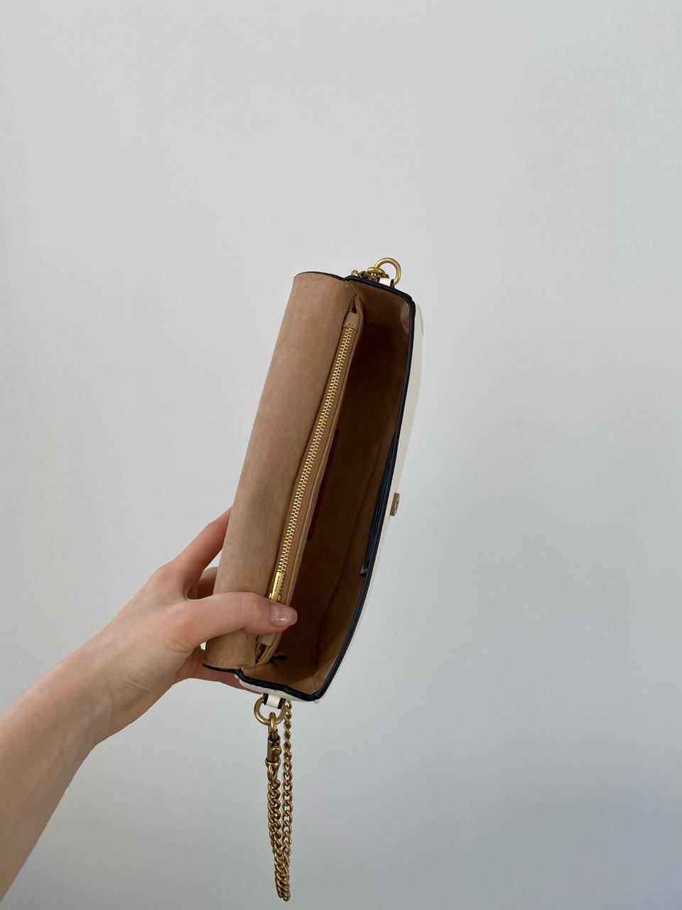 Coach Brook Flap Chain White\Gold - 14