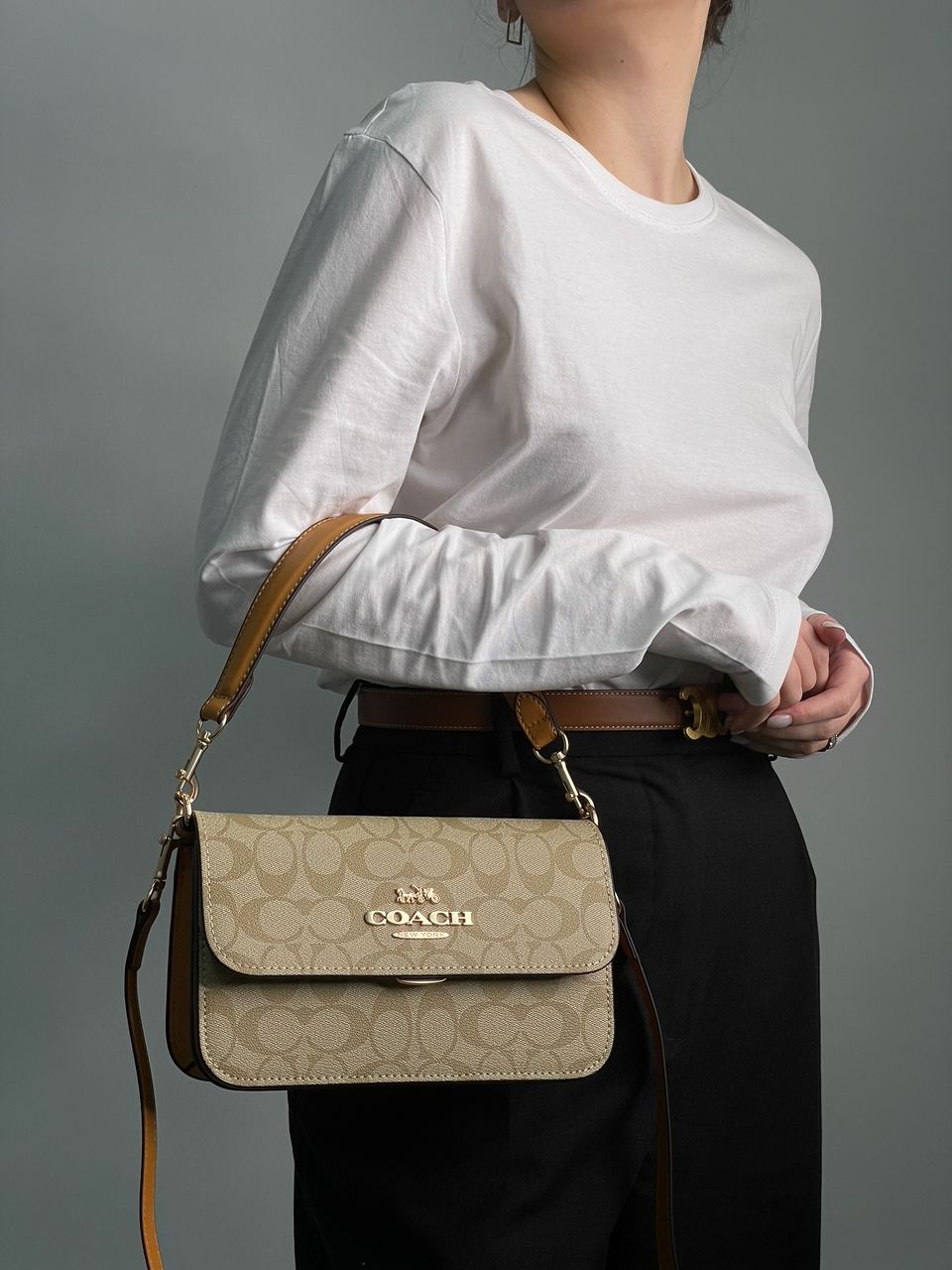 Coach Brynn Flap Crossbody In Signature Canvas Beige - 6