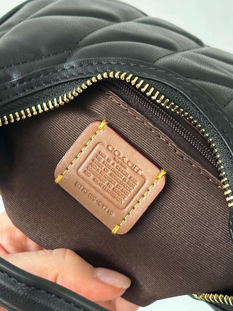 Coach Carmen Mini Crossbody Bag With Quilting Black/Gold - 12