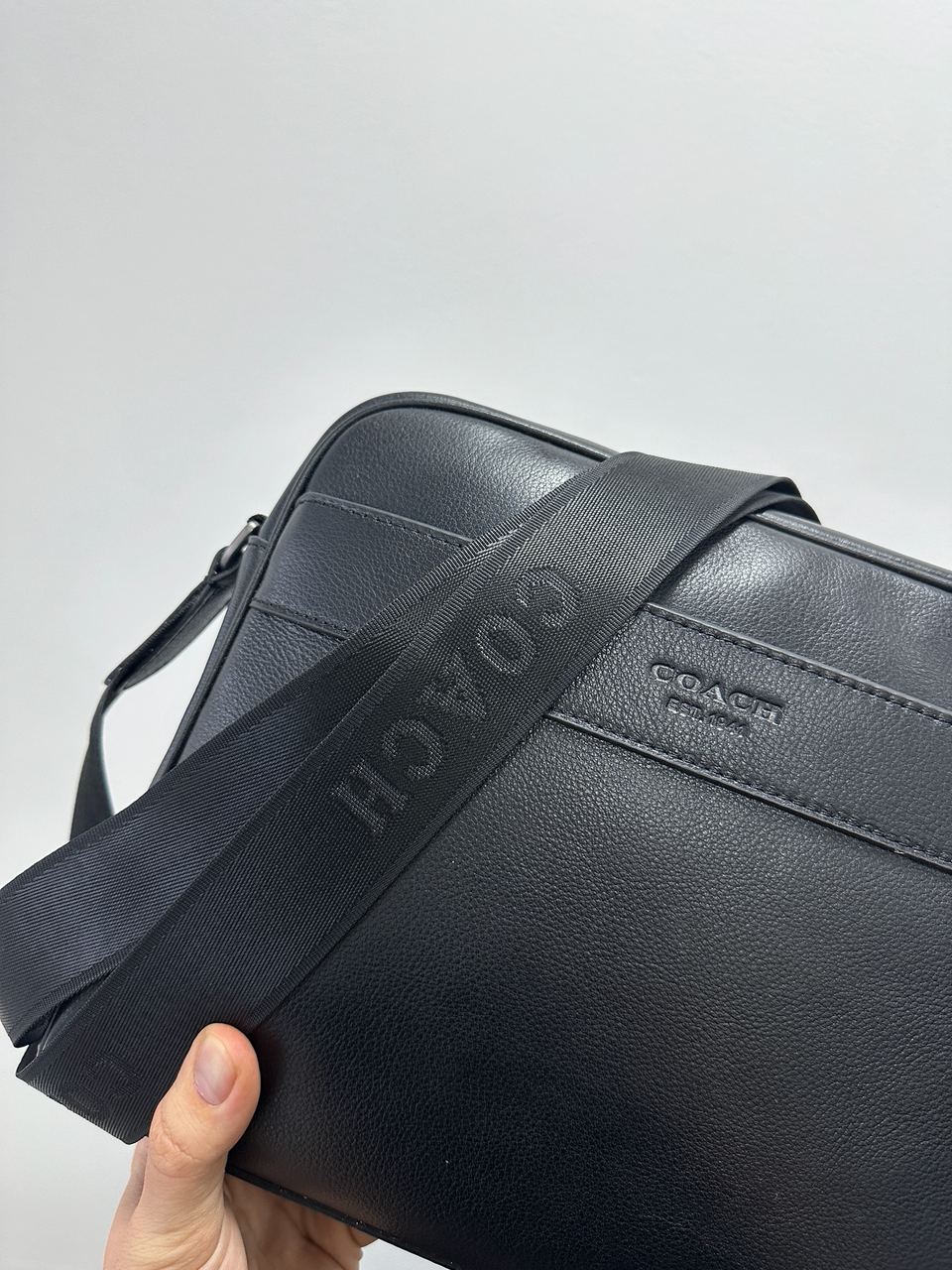 Coach Charles Camera Crossbody Messenger Bag Smooth Skin Black - 8