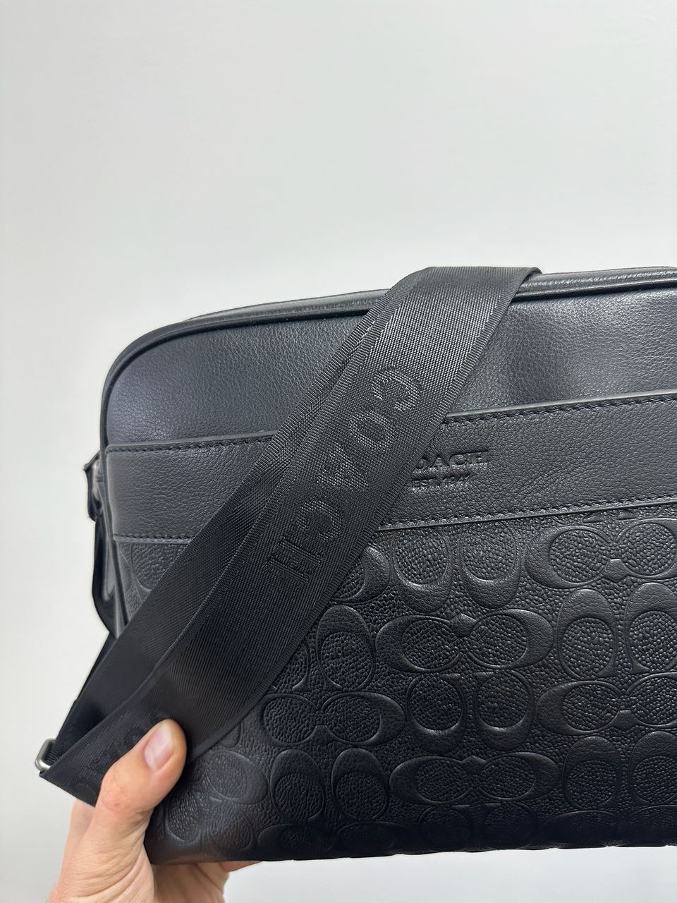 Coach Charles Camera Crossbody Messenger Bag Textured Black - 12