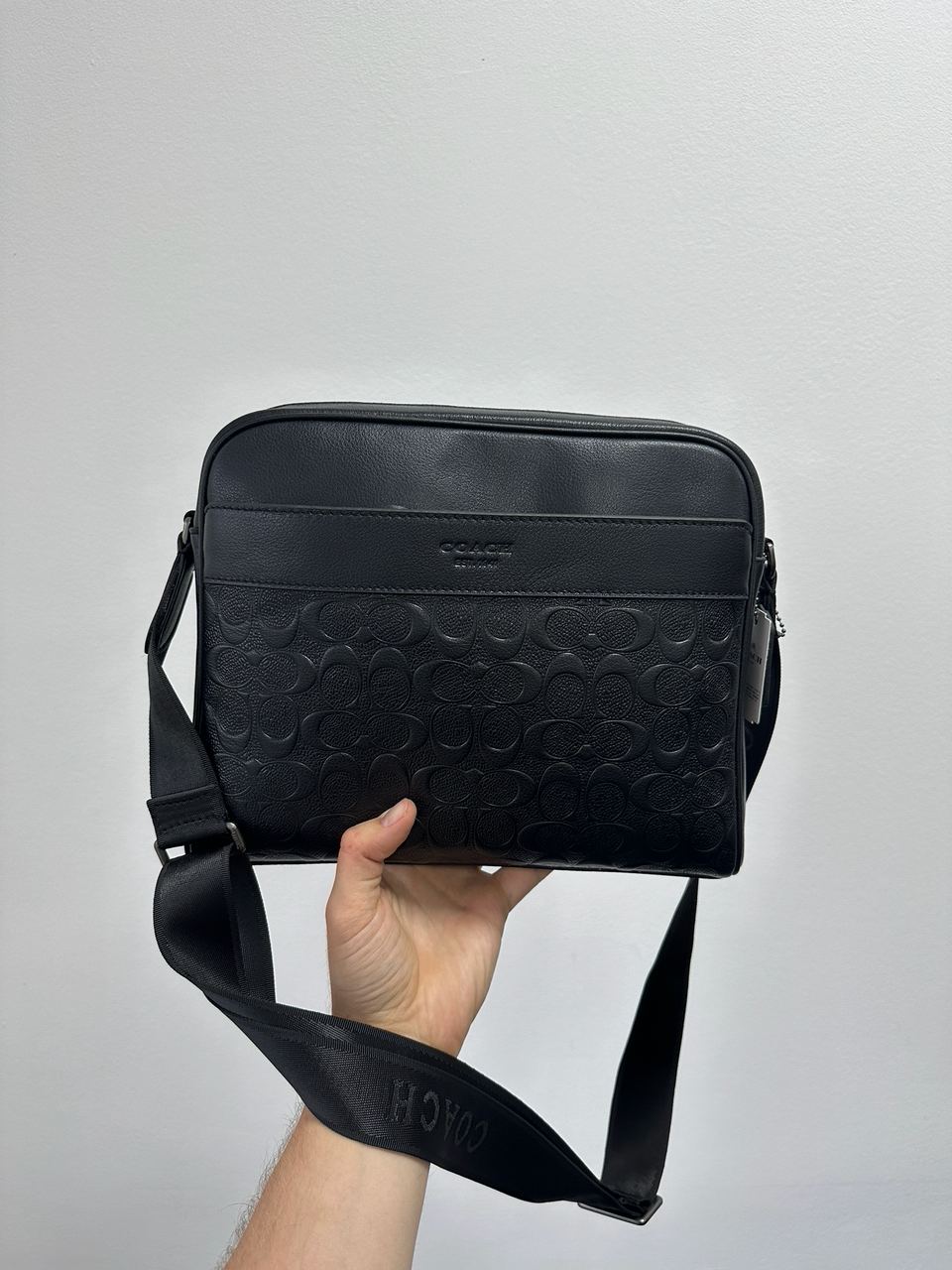 Coach Charles Camera Crossbody Messenger Bag Textured Black - 3