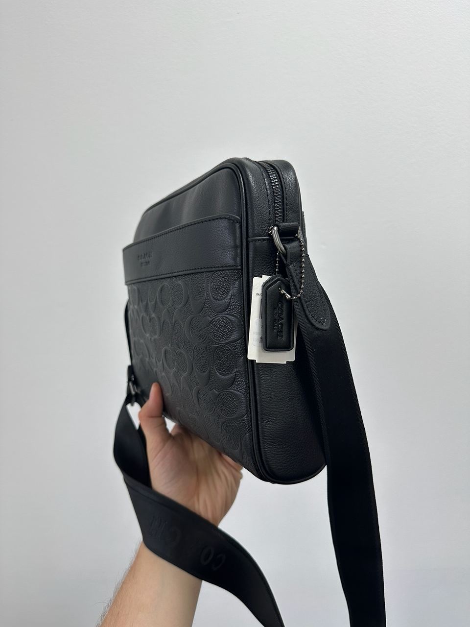 Coach Charles Camera Crossbody Messenger Bag Textured Black - 7