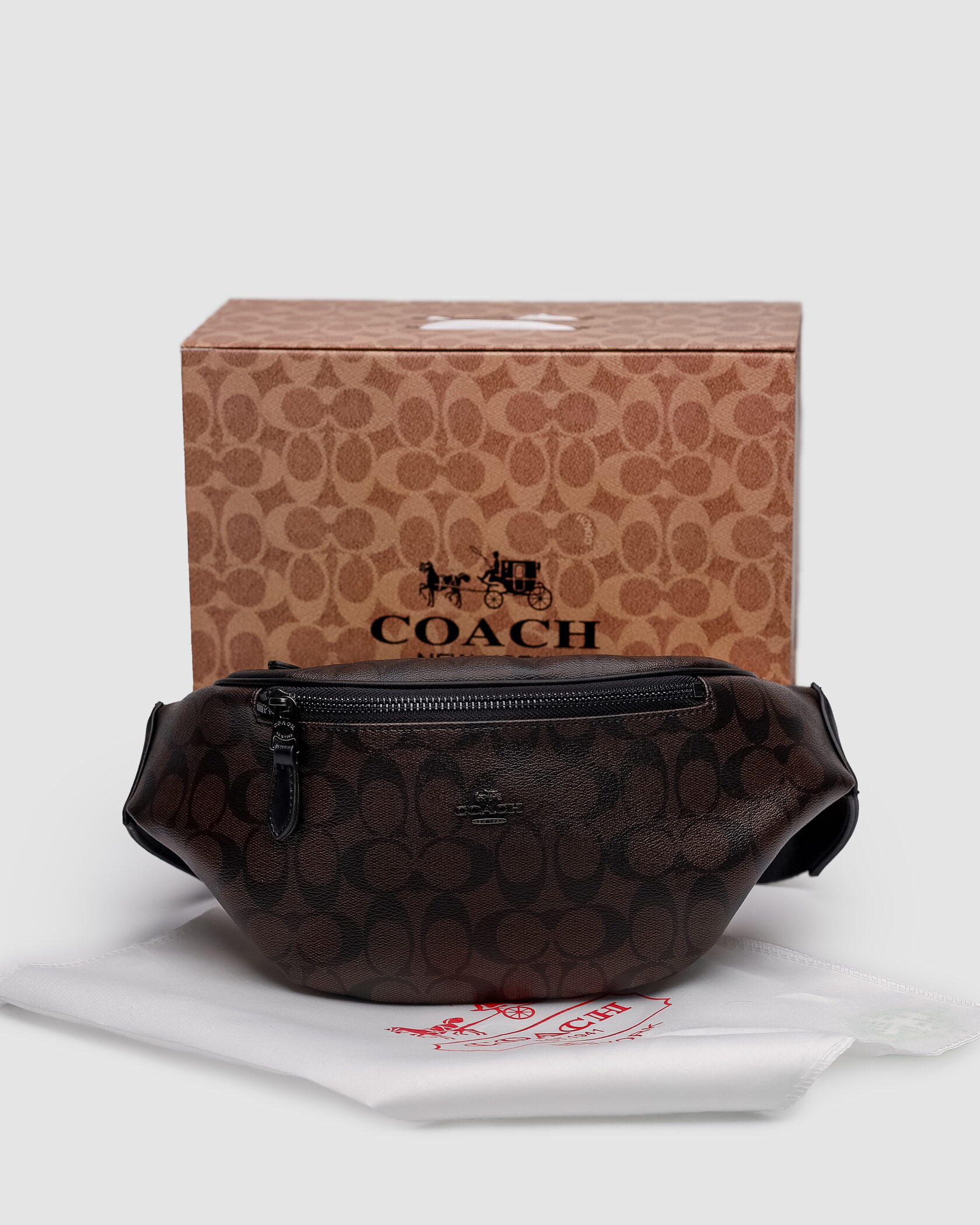 Coach Charter Belt Bag Signature Belt Bag Charcoal Brown - 2