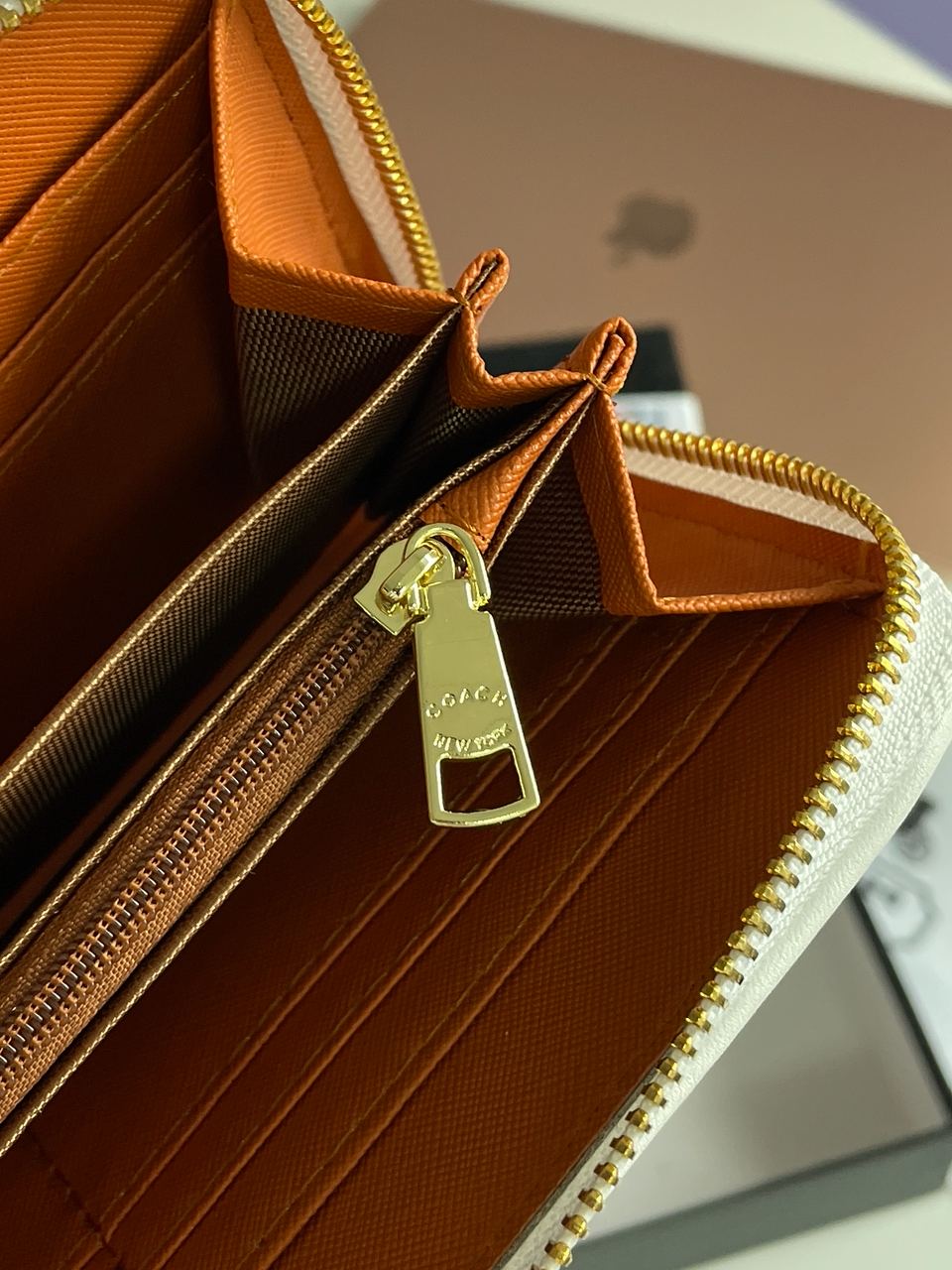 Coach Dempsey Large Wallet In Signature Jacquard Beige - 9