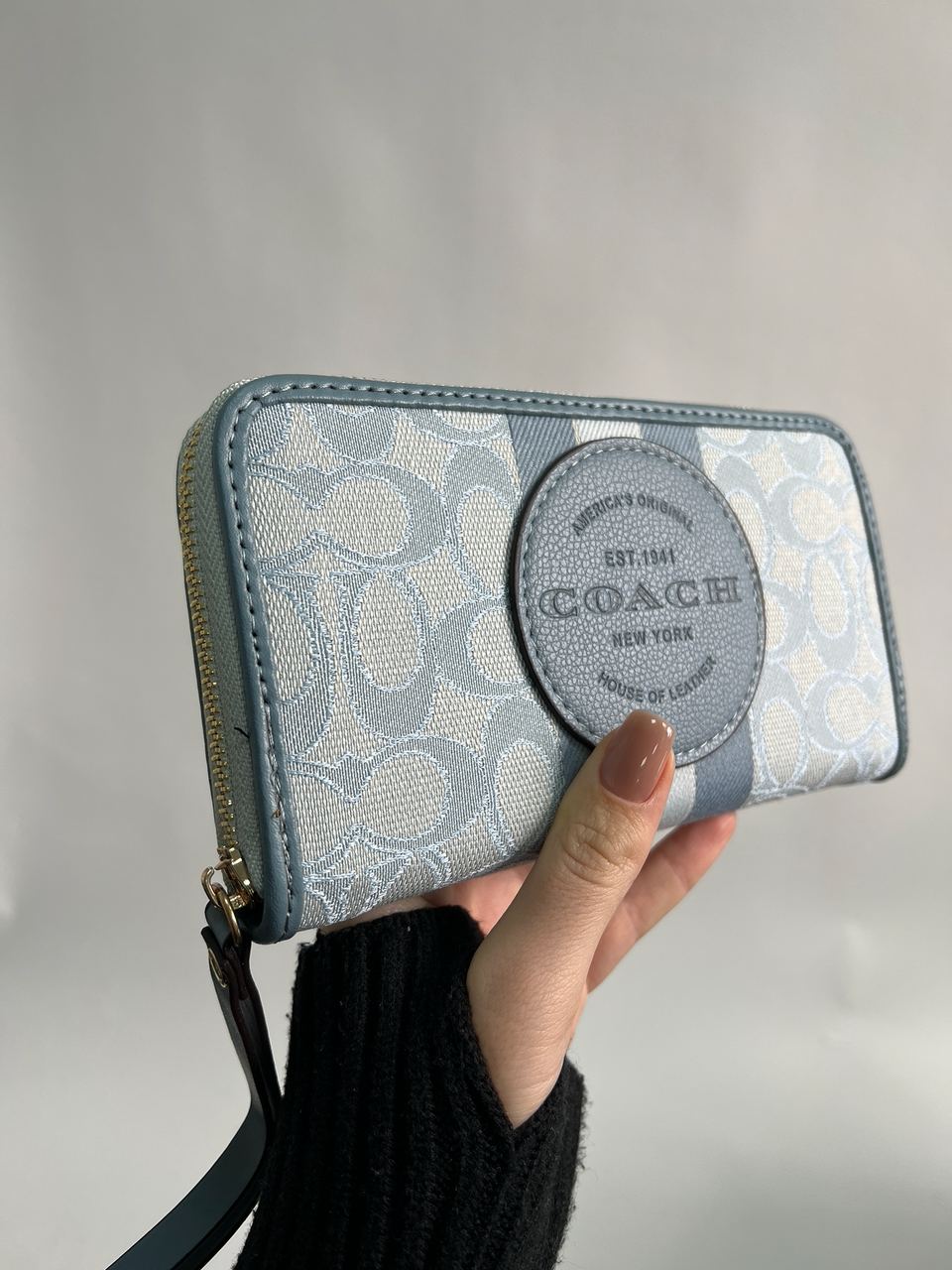 Coach Dempsey Large Wallet In Signature Jacquard Blue - 8