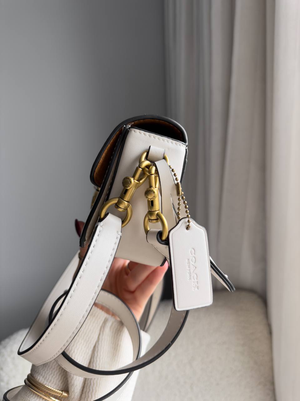 Coach Glovetanned Leather Studio Baguette Bag Chalk - 11