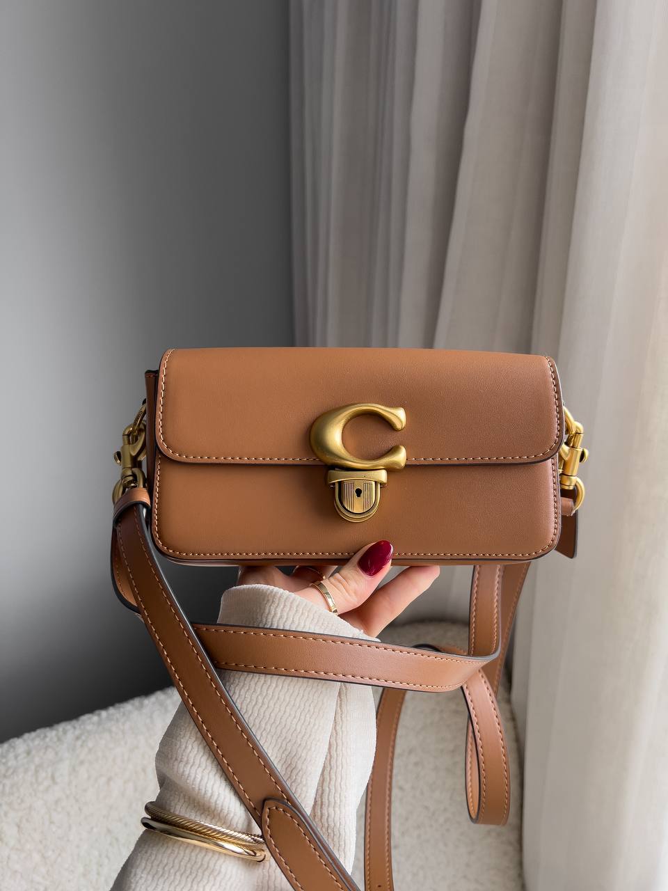 Coach Glovetanned Leather Studio Baguette Bag Light Caramel - 8