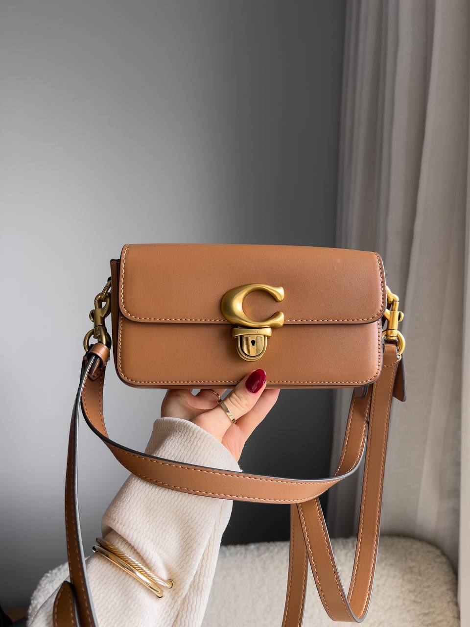 Coach Glovetanned Leather Studio Baguette Bag Light Caramel - 9