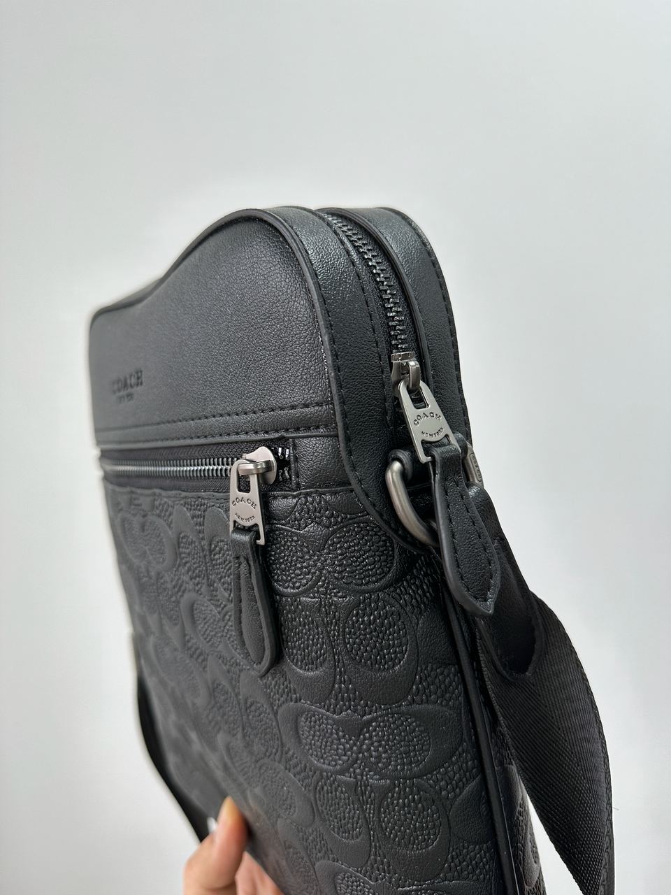 Coach Houston Relief Print Cow Leather Flight Bag Black - 10