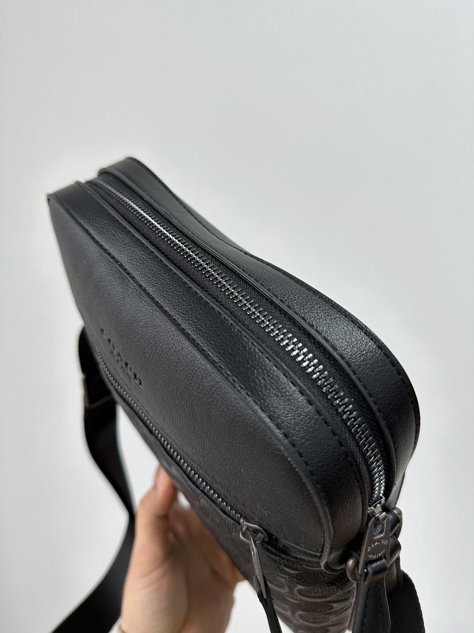 Coach Houston Relief Print Cow Leather Flight Bag Black - 15