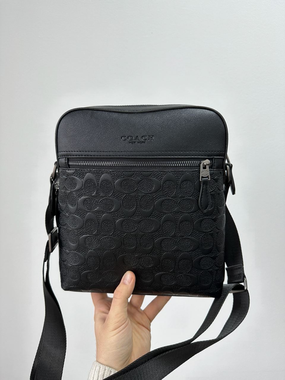 Coach Houston Relief Print Cow Leather Flight Bag Black - 7