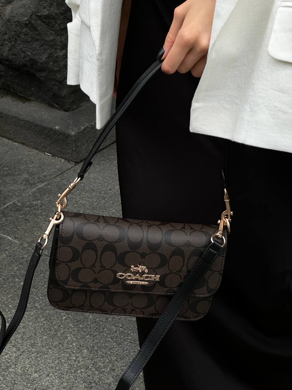 Coach Jes Crossbody in Signature Canvas in Brown/Black - 4