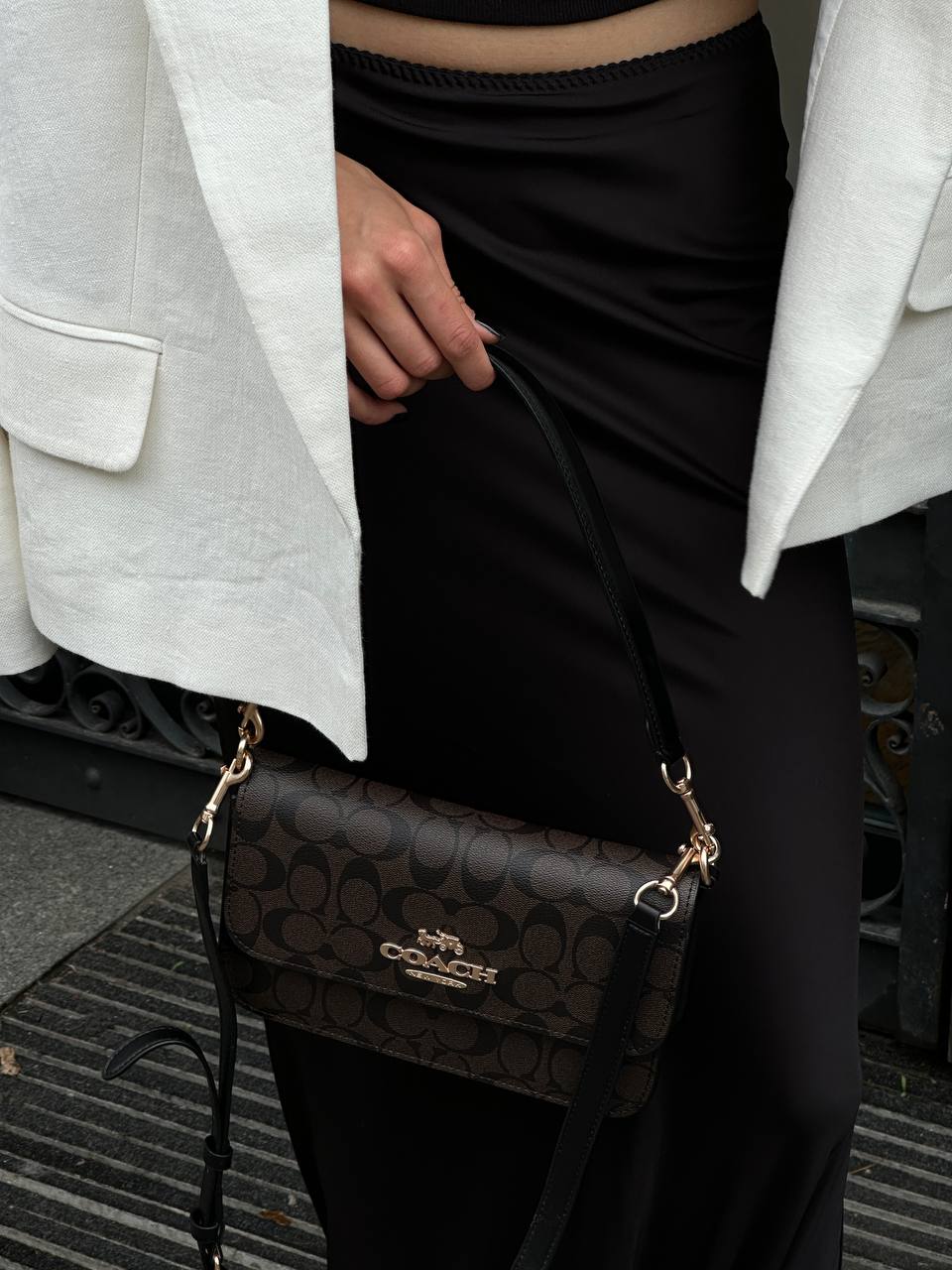 Coach Jes Crossbody in Signature Canvas in Brown/Black - 7