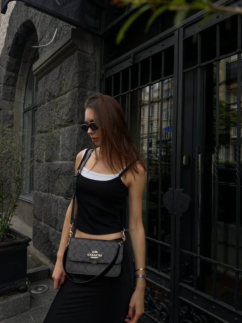 Coach Jes Crossbody in Signature Canvas in Brown/Black - 9