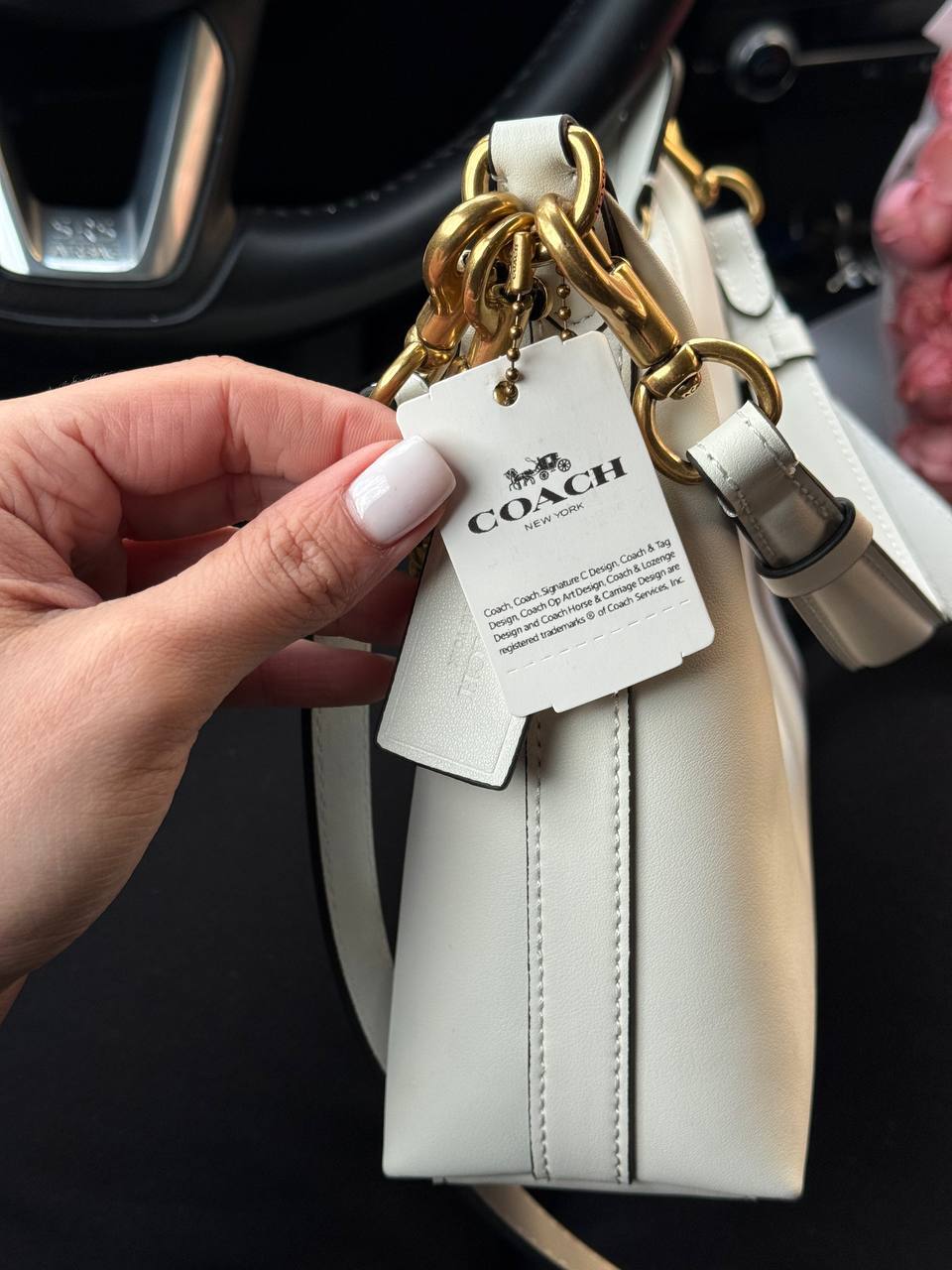 Coach Juliet Shoulder Bag White Smooth Leather - 7