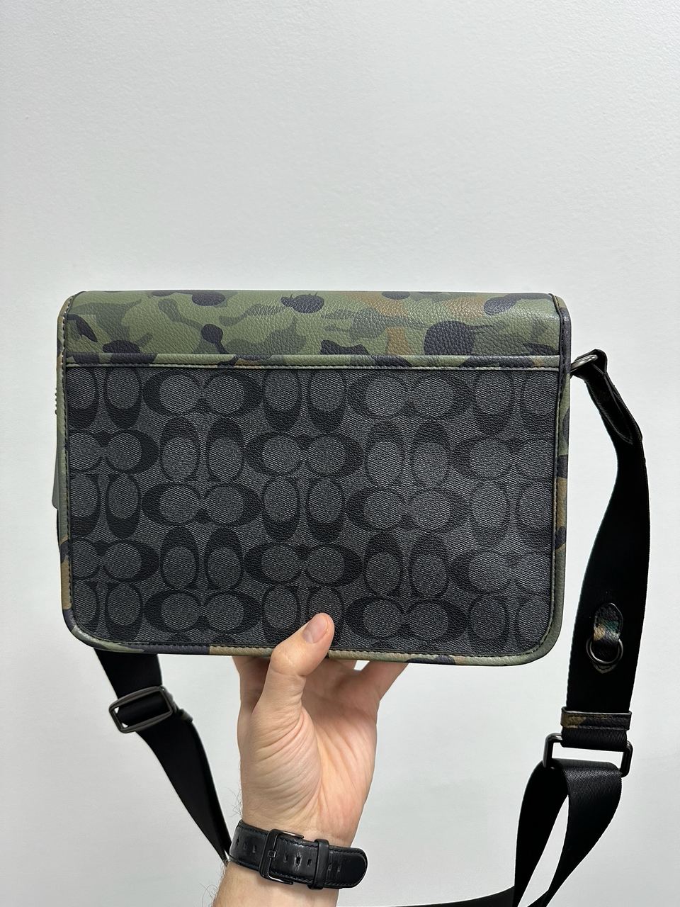 Coach Khaki &amp; Black League Hybrid Messenger Bag In Charcoal Mul - 12