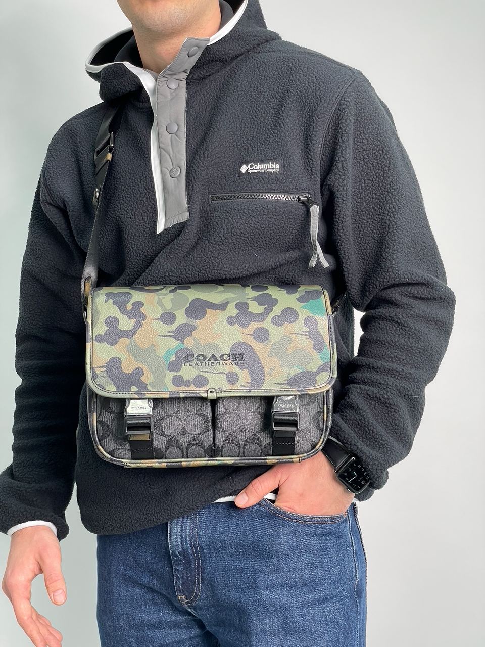 Coach Khaki &amp; Black League Hybrid Messenger Bag In Charcoal Mul - 5