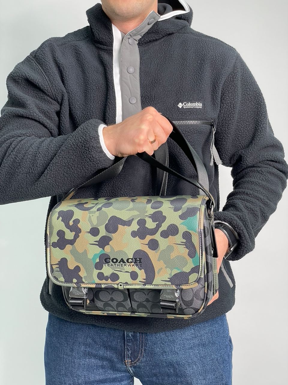 Coach Khaki &amp; Black League Hybrid Messenger Bag In Charcoal Mul - 6