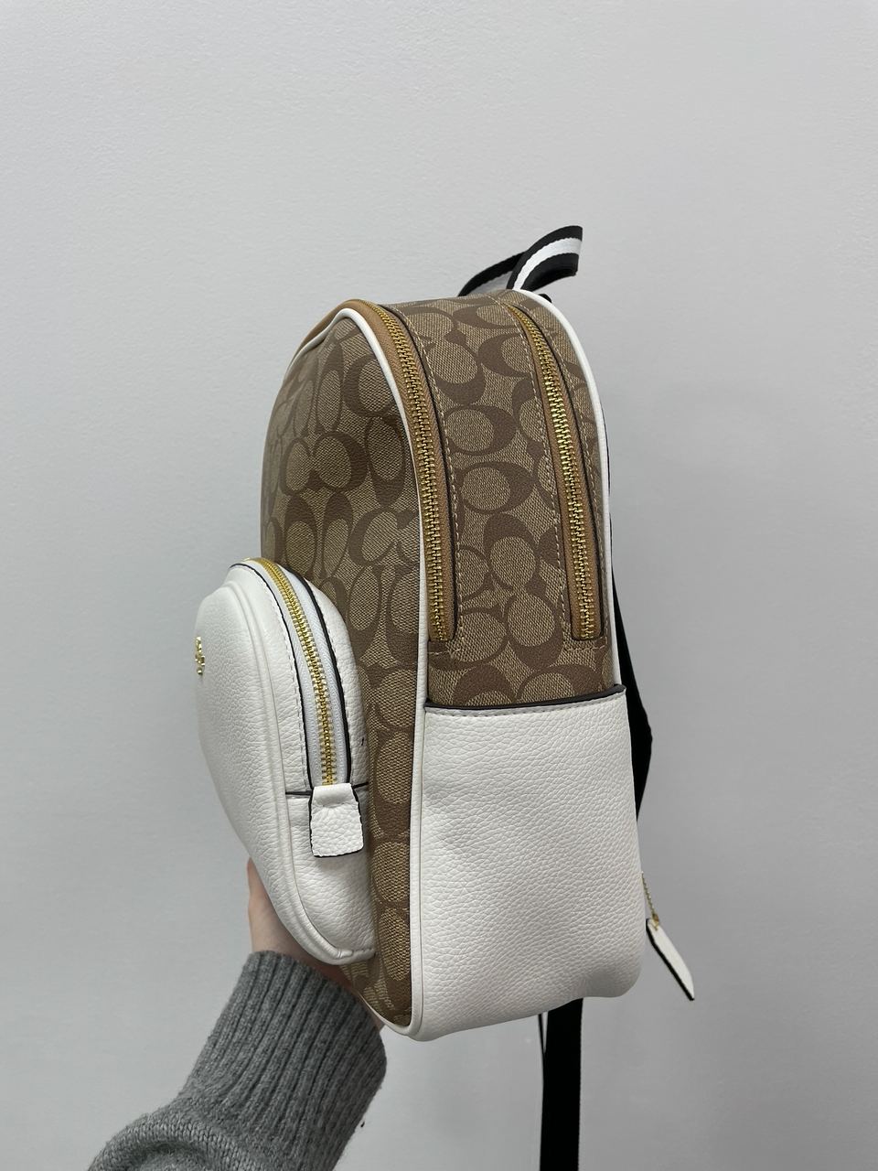 Coach Large Court Backpack In Signature Canvas in Beige/White - 11