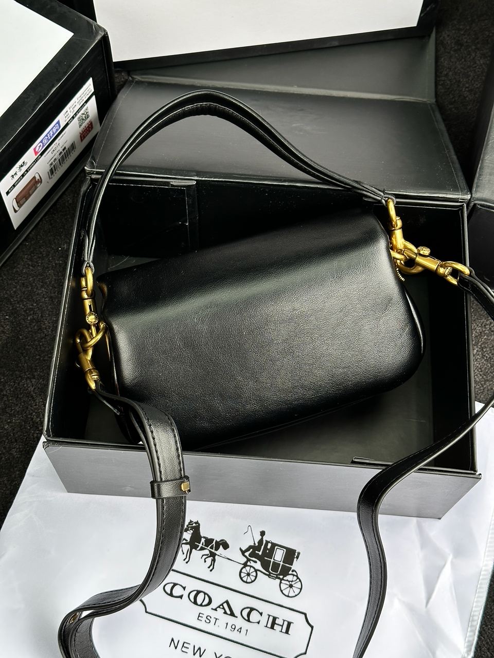 Coach Leather Covered C Closure Puffy Tabby Shoulder Bag Black - 13