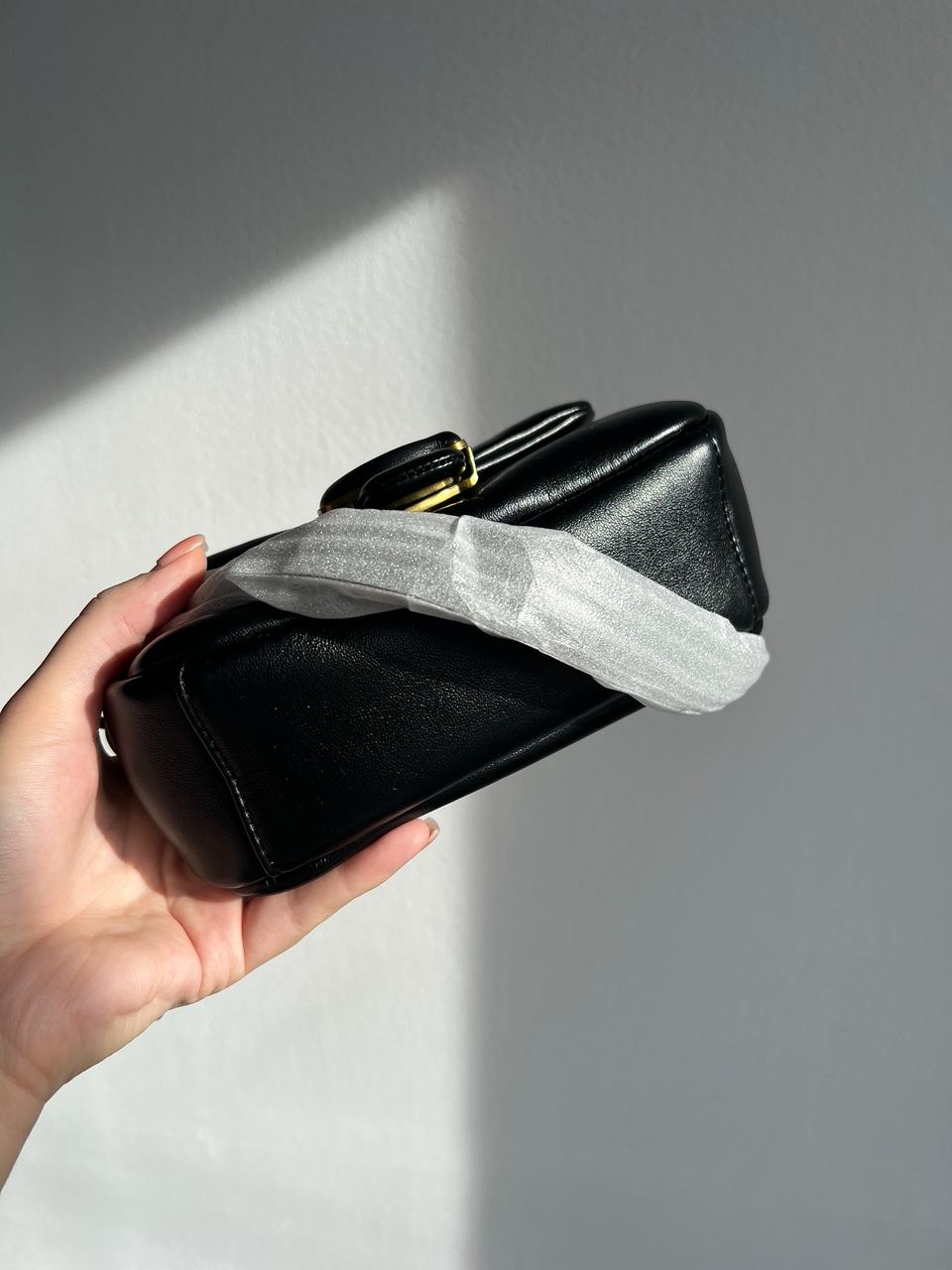 Coach Leather Covered C Closure Puffy Tabby Shoulder Bag Black - 20