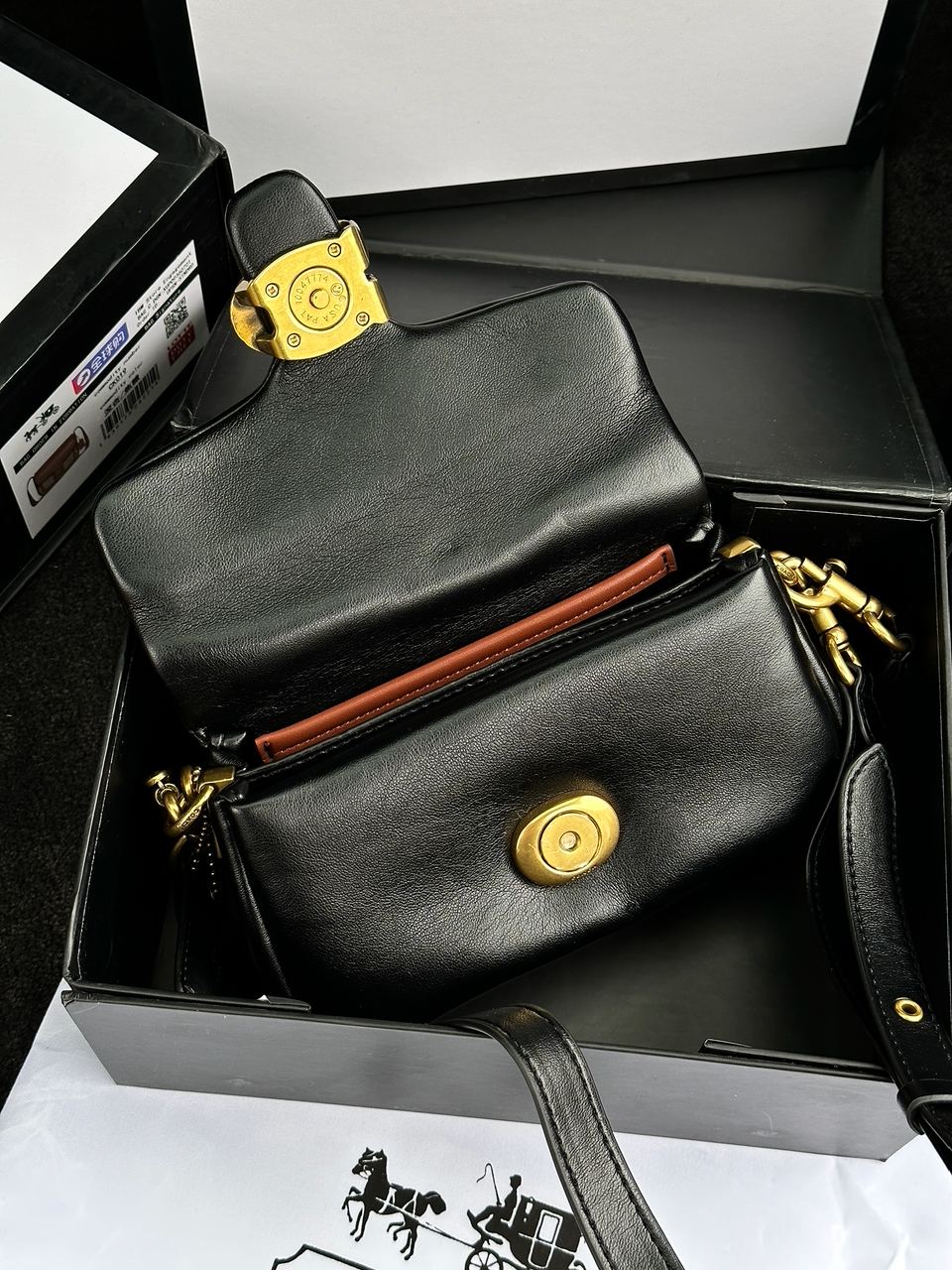 Coach Leather Covered C Closure Puffy Tabby Shoulder Bag Black - 23