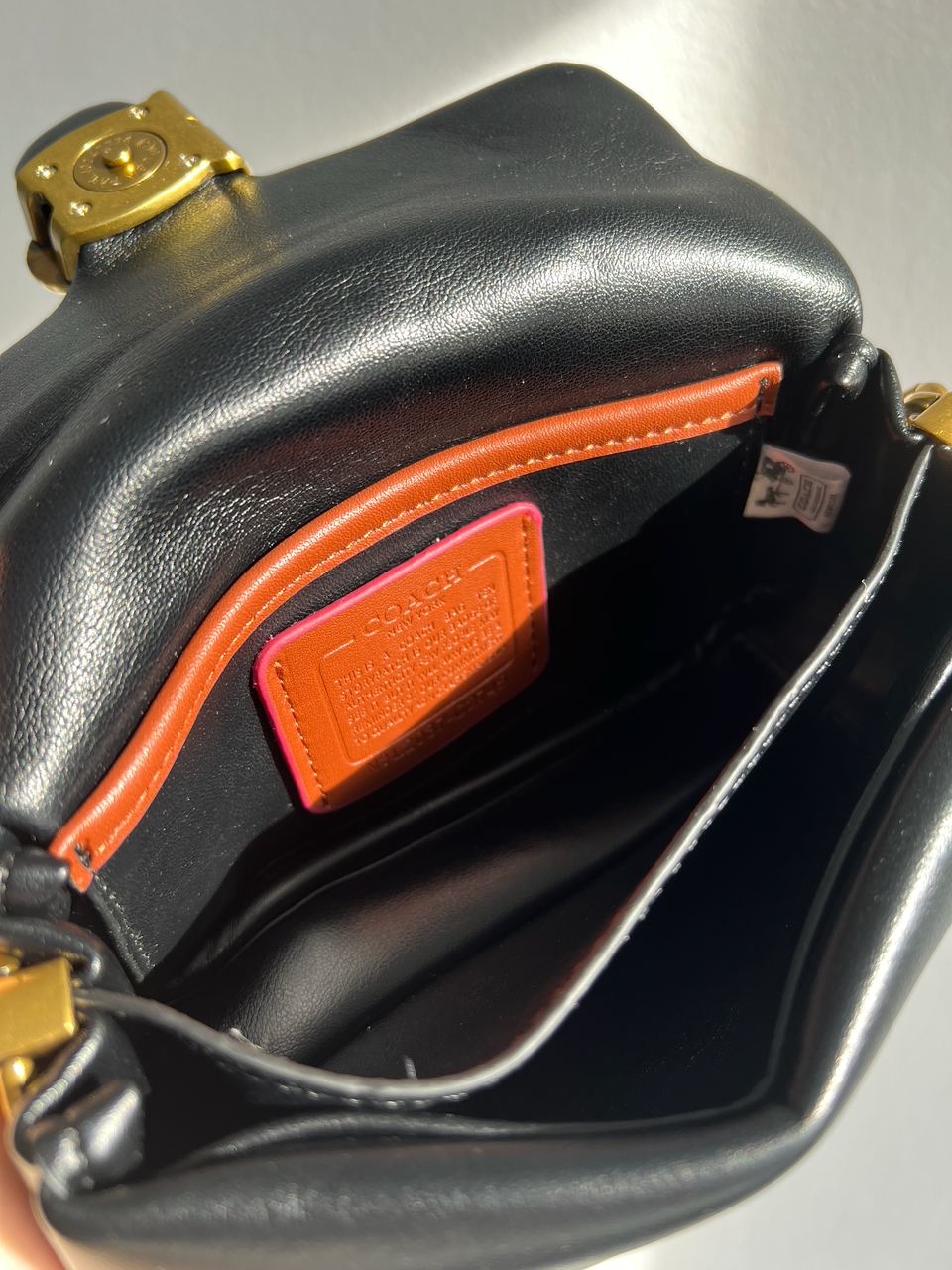 Coach Leather Covered C Closure Puffy Tabby Shoulder Bag Black - 26