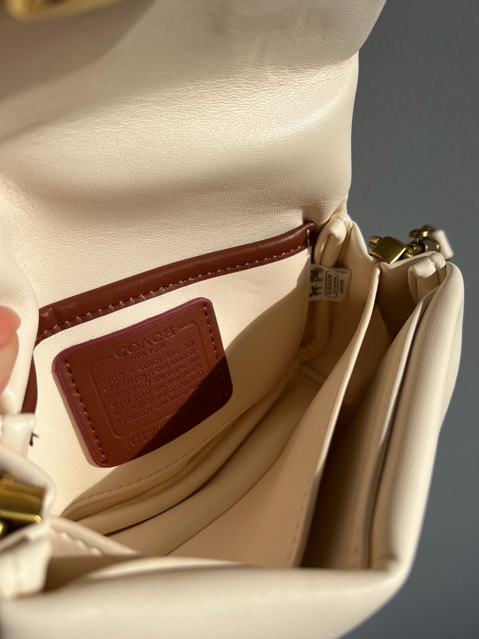 Coach Leather Covered C Closure Puffy Tabby Shoulder Bag Cream - 35