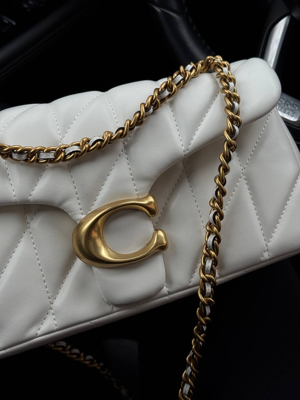 Coach Leather Covered C Closure Puffy Tabby Shoulder Bag White - 5