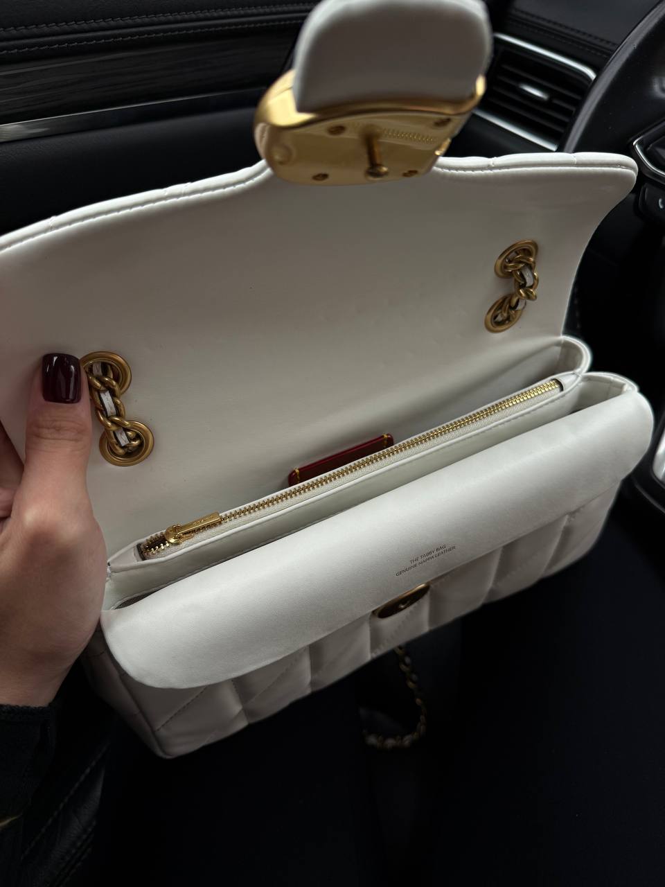 Coach Leather Covered C Closure Puffy Tabby Shoulder Bag White - 7