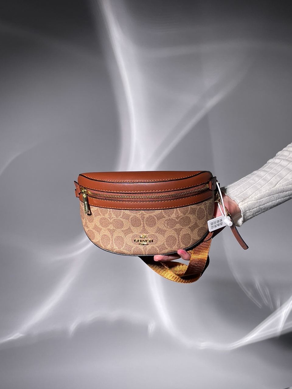 Coach Leather Signature Belt Bag, Tan/Rust - 9