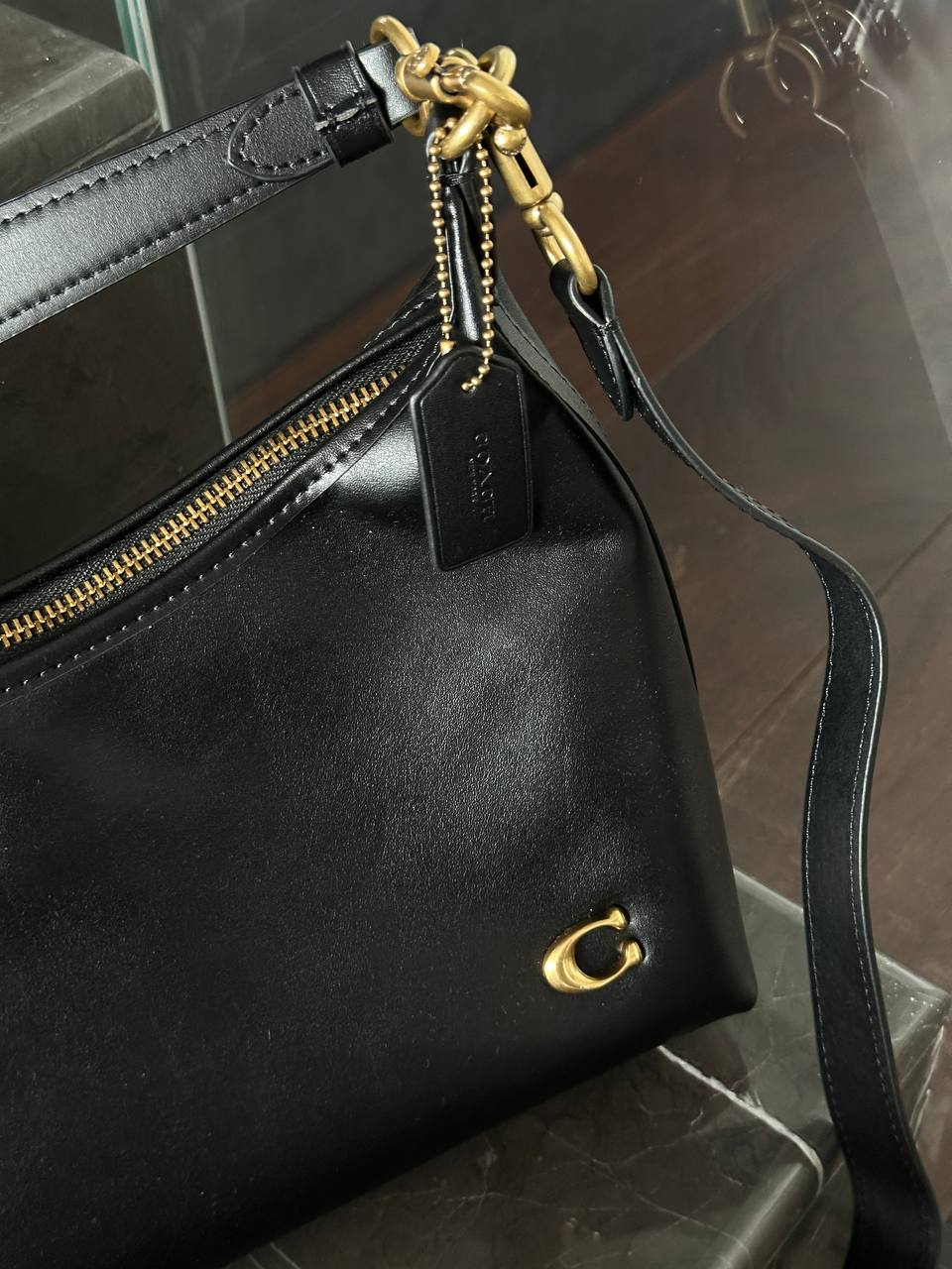 Coach May Shoulder Bag In Leather Black/Gold - 5